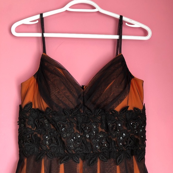 Beautiful Orange and Black Formal Dress - Picture 3 of 11